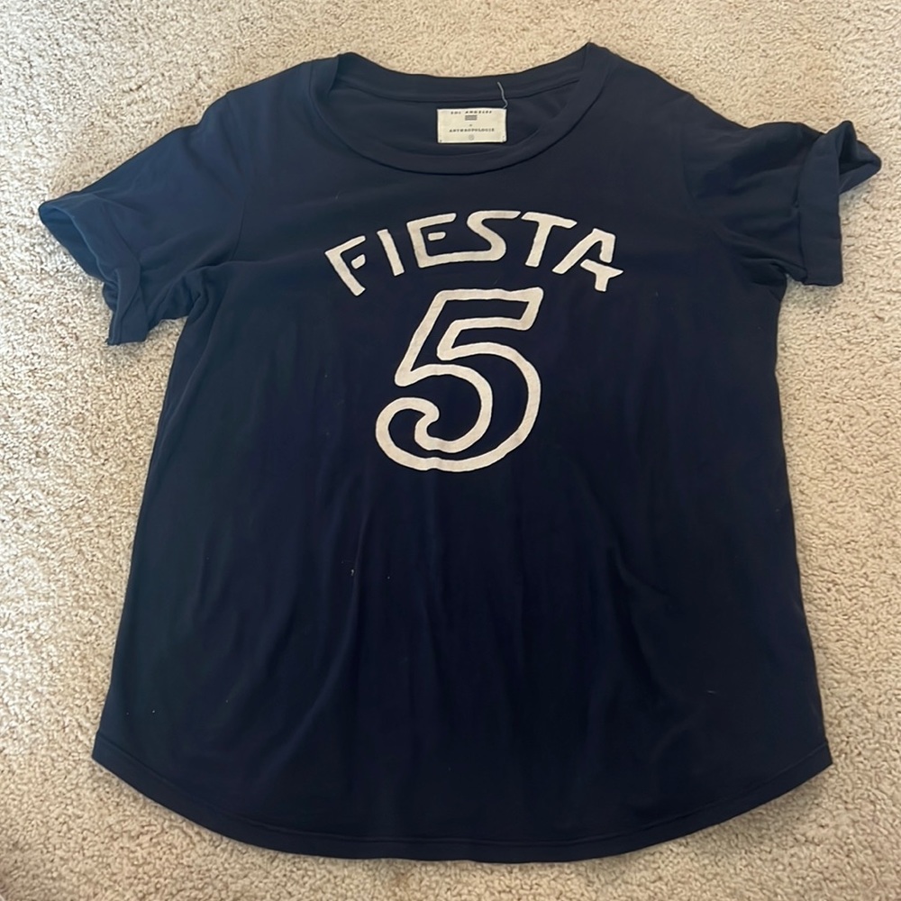 Anthropologie Sol Angeles Fiesta Graphic Tee size small navy